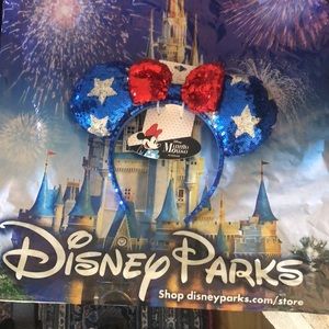 Disney “Americana” Sequins Minnie Ears 🤩 Fourth of July 🇺🇸 NWT 🤩🥳🇺🇸